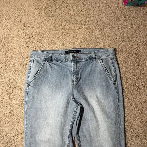 Calvin Klein Women's Light Wash Capri Wide Jeans High Rise Stretch Denim Y2K 14 - Picture 4 of 11